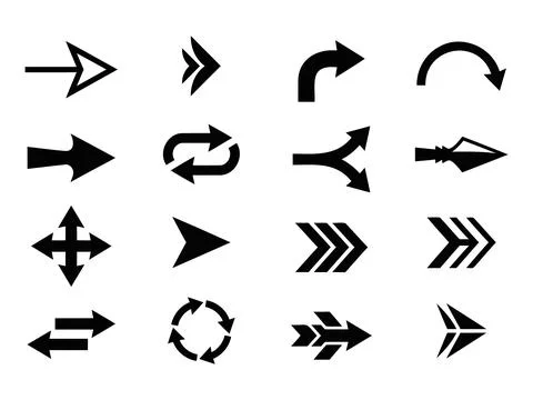 Modern arrow icons set direction pointer silhouette vector 스톡 일러스트