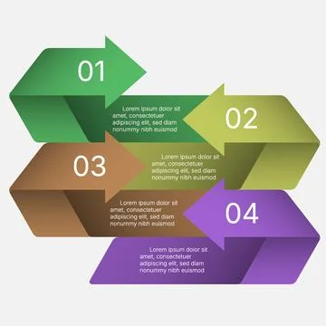 Modern arrow infographic template with four step presentation layout Stock Illustration