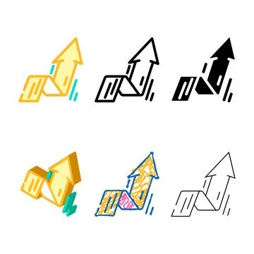 Modern arrow pointing upward progress color icon vector Ilustración de archivo