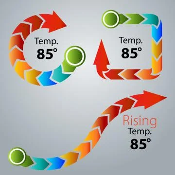 Modern Arrow Thermometer Icon Set Stock Illustration