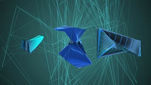 Modern art animation of entangled objects Stock Illustration