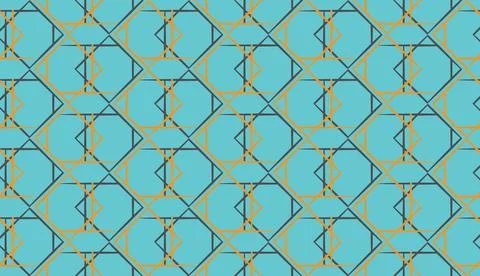 Modern Art Deco Geometric Seamless Pattern on Turquoise Background 库存插图