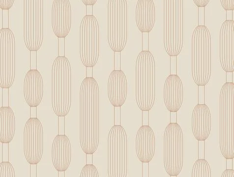 Modern art deco pattern with geometric elongated oval chains beige Stock Illustration