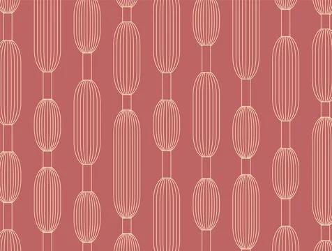 Modern art deco pattern with geometric elongated oval chains coral Stock Illustration