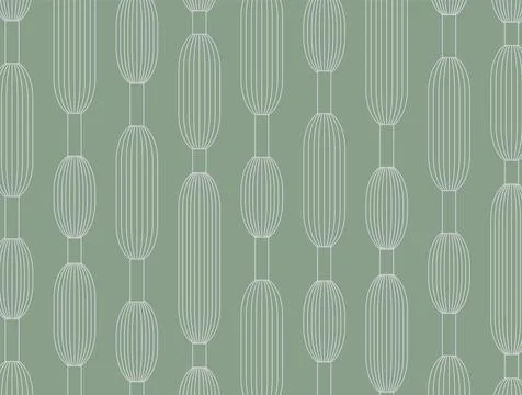Modern art deco pattern with geometric elongated oval chains green Stock Illustration