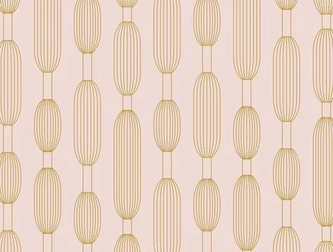 Modern art deco pattern with geometric elongated oval chains beige Stock Illustration