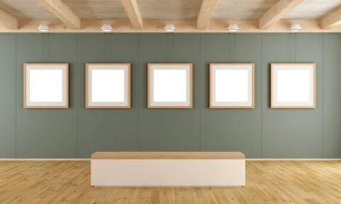 Modern art gallery with bench Stock Illustration