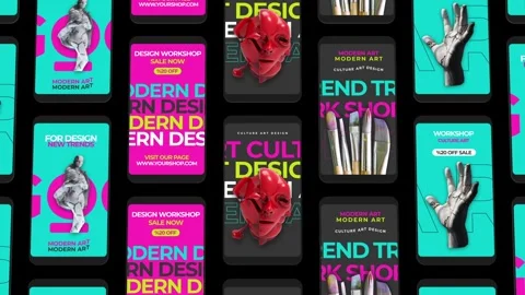 Modern Art Instagram Reels After Effects stock