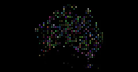 Modern Art Map of Australia in Dots Stock Footage 312347748