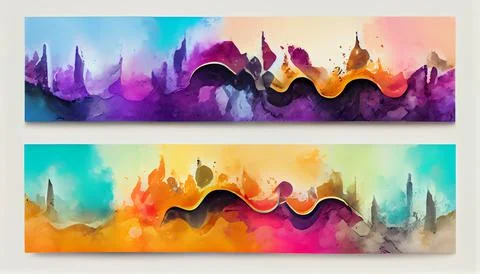 Modern art with multi color gradient ink, abstract colorful art poster 스톡 일러스트