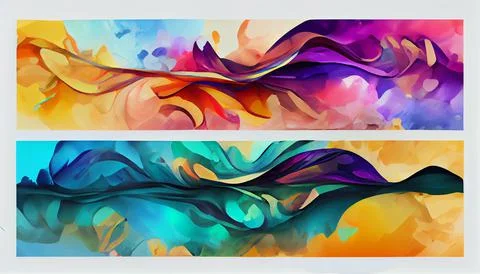 Modern art with multi color gradient ink, abstract colorful art poster 스톡 일러스트