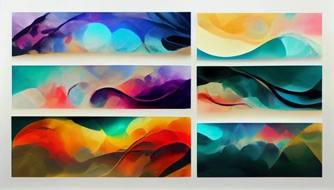 Modern art with multi color gradient ink, abstract colorful art poster Stock Illustration
