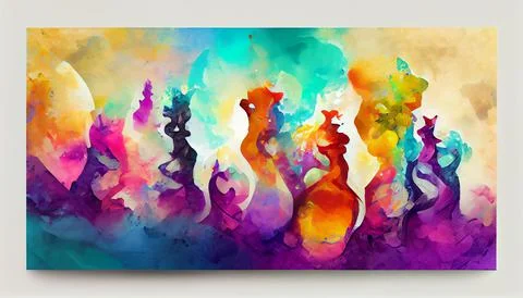 Modern art with multi color gradient ink, abstract colorful art poster Stock Illustration