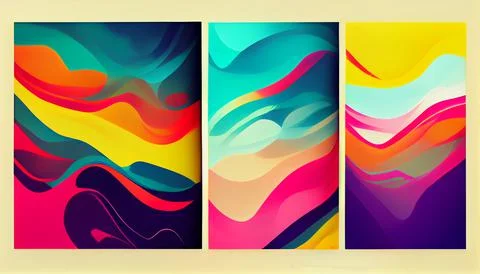 Modern art with multi color gradient ink, abstract colorful art poster Stock Illustration