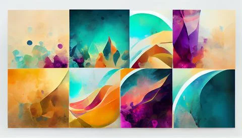 Modern art with multi color gradient ink, abstract colorful art poster Stock Illustration