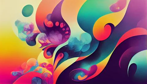 Modern art with multi color gradient ink, abstract colorful art poster 스톡 일러스트