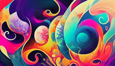 Modern art with multi color gradient ink, abstract colorful art poster Stock Illustration