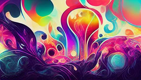 Modern art with multi color gradient ink, abstract colorful art poster Stock Illustration