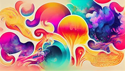 Modern art with multi color gradient ink, abstract colorful art poster Stock Illustration