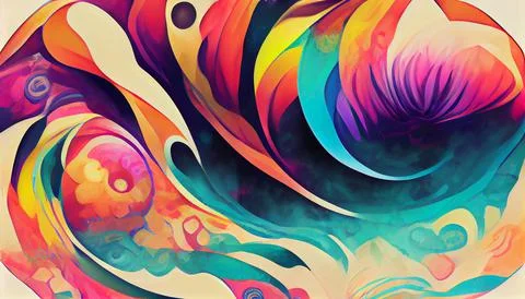 Modern art with multi color gradient ink, abstract colorful art poster Stock Illustration