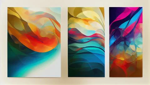 Modern art with multi color gradient ink, abstract colorful art poster 스톡 일러스트