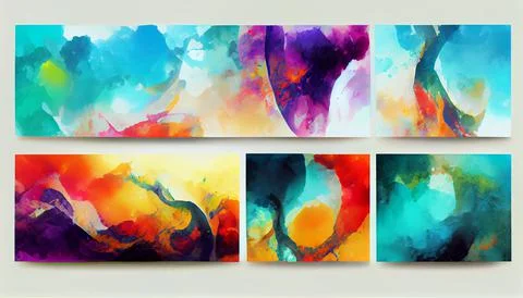 Modern art with multi color gradient ink, abstract colorful art poster 스톡 일러스트