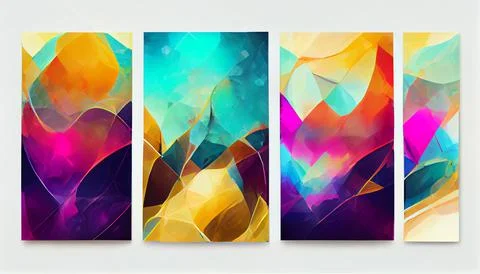Modern art with multi color gradient ink, abstract colorful art poster 스톡 일러스트