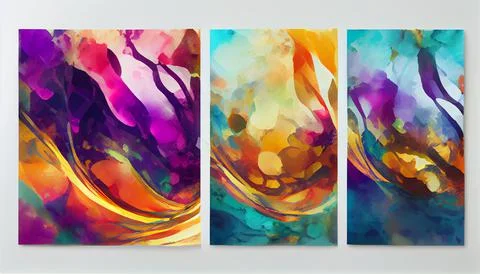 Modern art with multi color gradient ink, abstract colorful art poster Stock Illustration