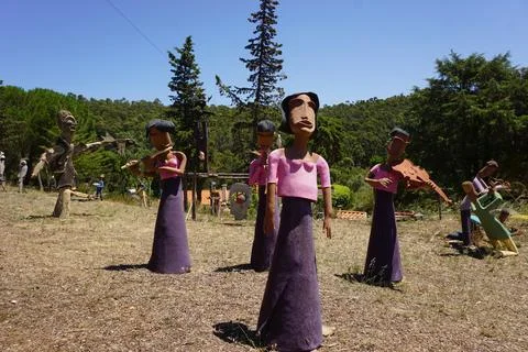 Modern art sculpure with figures Stock Photos