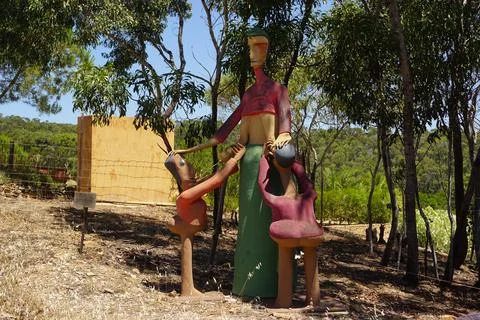 Modern art sculpure with figures Stock Photos