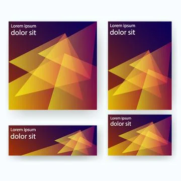 Modern art triangle pattern banner templates set for print Stock Illustration