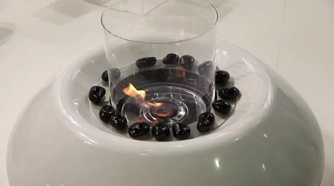 Modern artificial fireplace in room interior Stock Footage 59546602