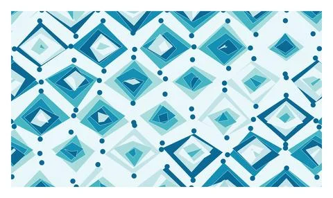 Modern artistic background with blue diamond shapes and dots on white vecto.. Stock Illustration