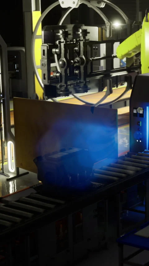 Modern assembly line showcases advanced machinery and automation techniques Stock Footage 331834877