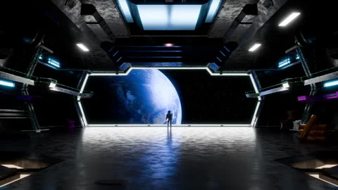 Modern Astronaut Exploring the Galaxies, Planets, and Universe in 3D Render Stock Footage 262975360