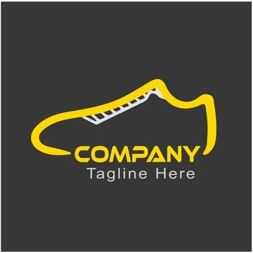 Modern Athletic Shoe Logo - Abstract Sneaker Outline Running Footwear Icon Stock Illustration