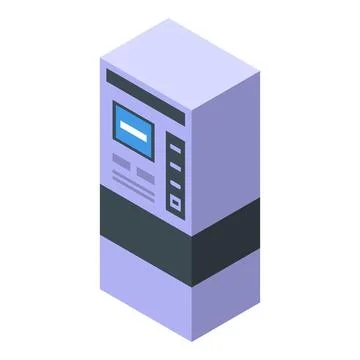 Modern atm machine providing secure financial transactions in isometric view Stock Illustration