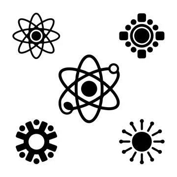Modern Atomic and Network Connection Icons Set Minimal Science Technology S.. 库存插图