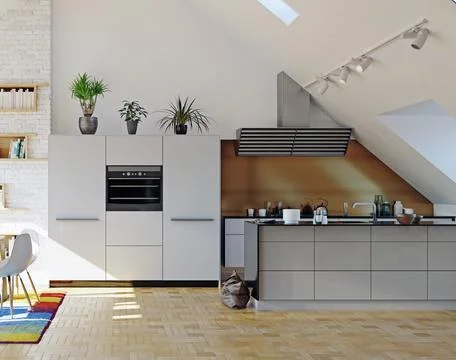 Modern attic kitchen interior Illustrazione stock