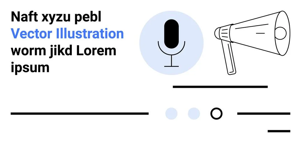 Modern Audio Communication Elements with Microphone and Megaphone Icon イラスト素材