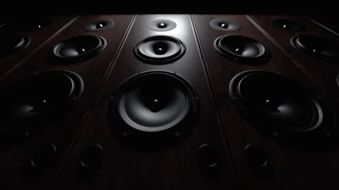 Modern audio speakers playing in loop endless footage 库存影片 155520250