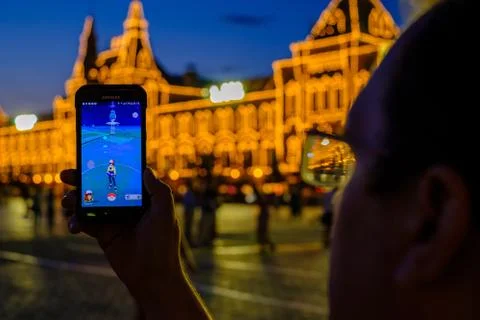 Modern augmented reality game on smartphone Stock Photos