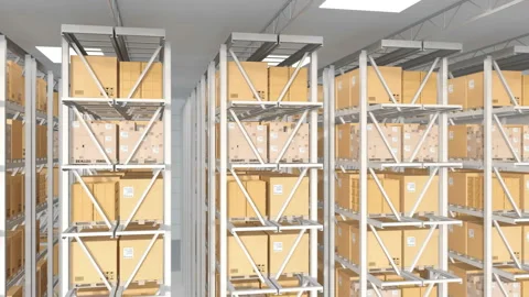 Modern Automated Logistics Center's interior Stock Footage 89676956