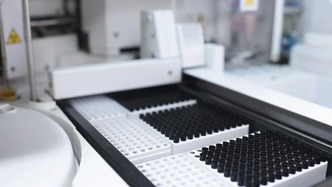 Modern automated machine in the working process, clinical chemistry analyzer Stock-Footage 98005603