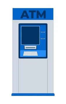 Modern automated teller machine front view 2D cartoon object Stock Illustration