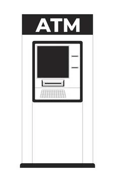 Modern automated teller machine front view 2D line object Stock Illustration