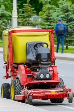 Modern automatic cleaning machine for street pavements Stock Photos