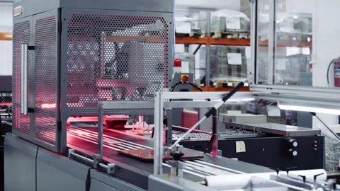 Modern automatic conveyor line for the production of package. Modern factory of Video stock 150694693