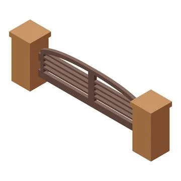 Modern automatic gate closing private driveway entrance Stock Illustration