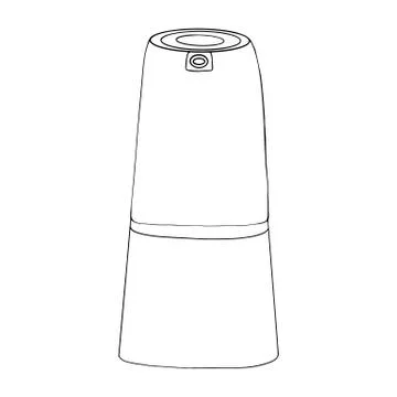 Modern automatic liquid soap dispenser close up. Home hygiene product prevent Illustrazione stock